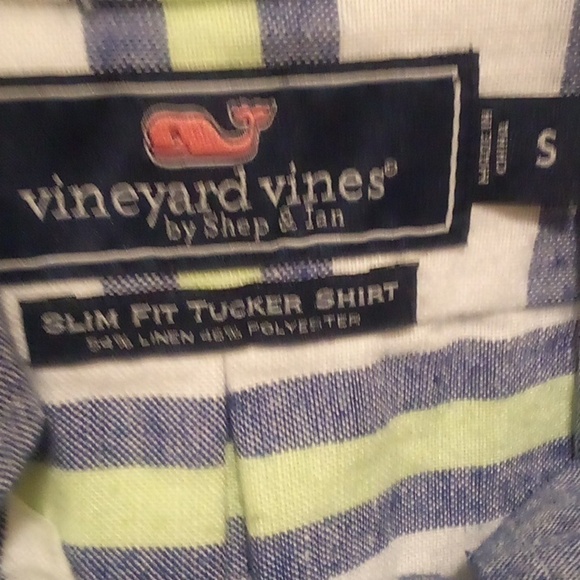 Vineyard Vines Striped Long Sleeve Slim Fit Tucker Shirt - Size S - Picture 4 of 4